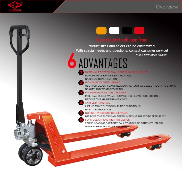 3 Ton Nylon Wheel Hydraulic Hand Pallet Truck with CE GS Tested